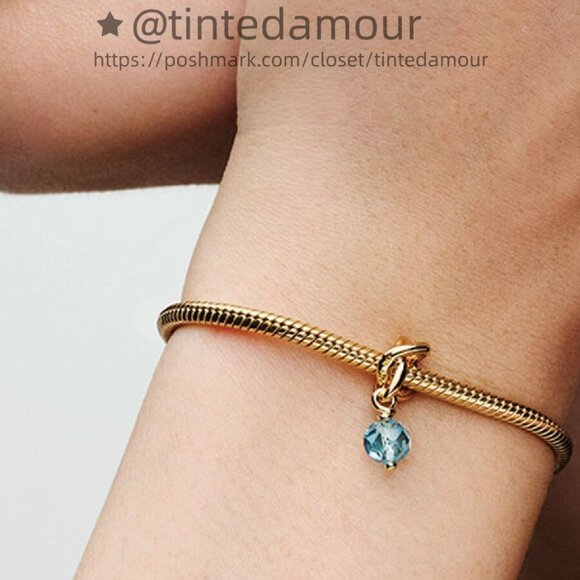 Pandora March Sea Aqua Blue Eternity Circle Dangle Charm|Pendant - Picture 2 of 2